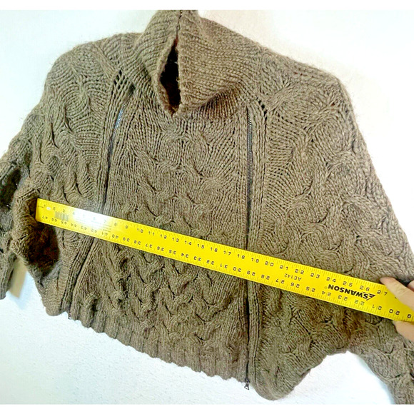 Free People Women Size XS Brown Dolman Sleeve Oversized Fuzzy Sweater w/ Zippers - Picture 8 of 12